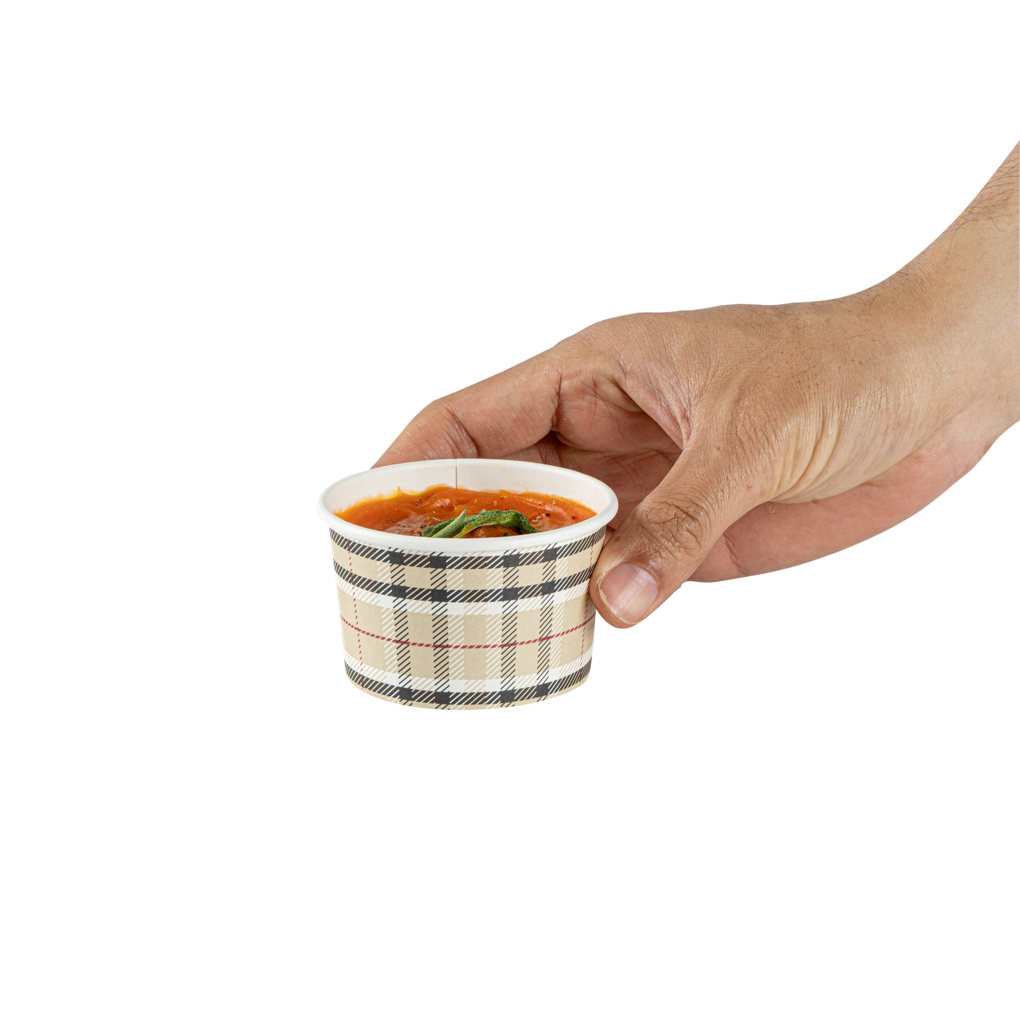 Coppetta 3 oz Round Plaid Paper To Go Cup - 3" x 3" x 1 3/4" - 50 count box