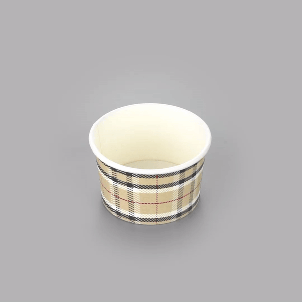 Coppetta 3 oz Round Plaid Paper To Go Cup - 3" x 3" x 1 3/4" - 50 count box