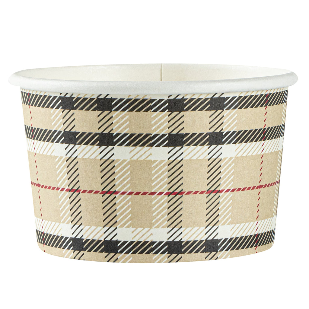 Coppetta 3 oz Round Plaid Paper To Go Cup - 3" x 3" x 1 3/4" - 50 count box