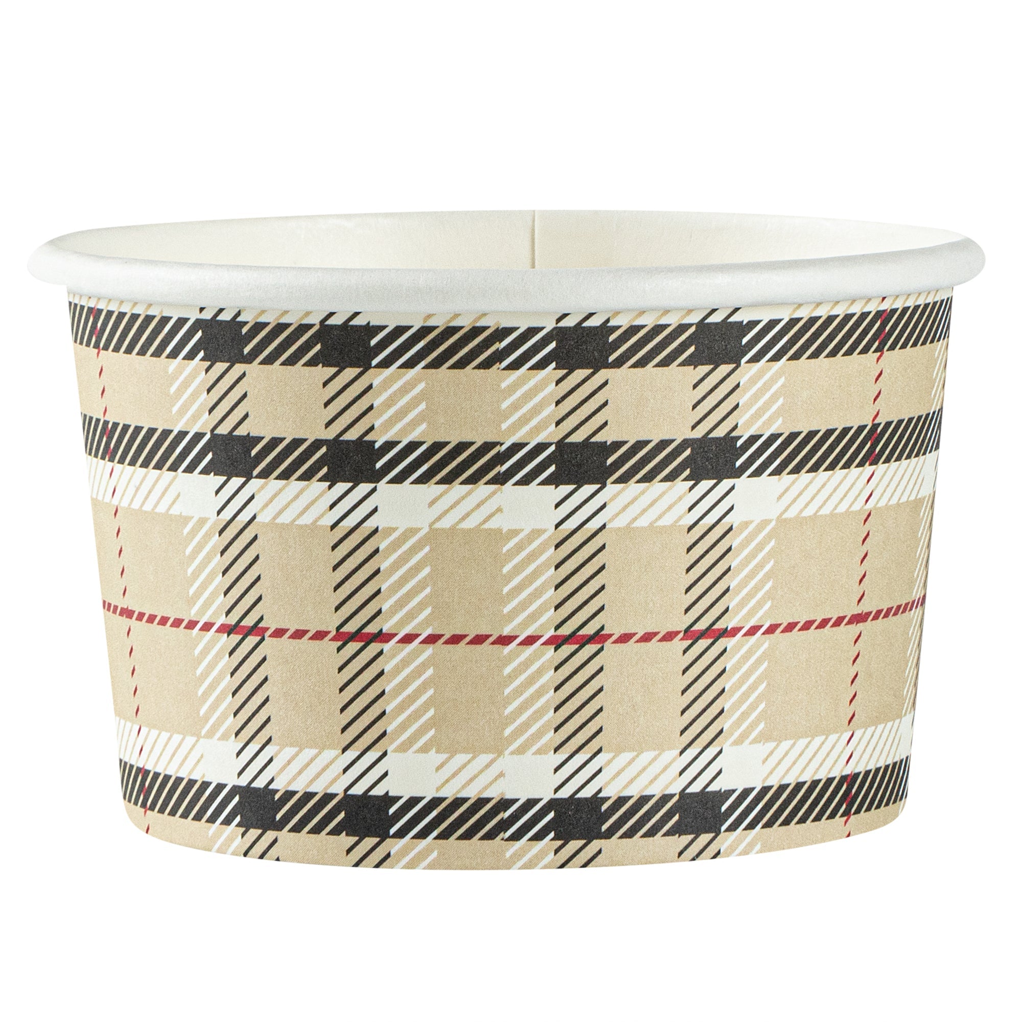 Coppetta 3 oz Round Plaid Paper To Go Cup - 3" x 3" x 1 3/4" - 50 count box