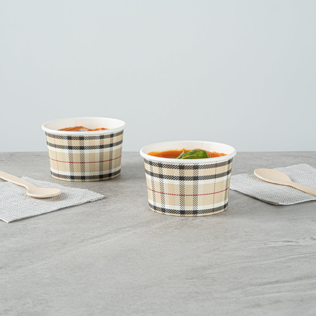 Coppetta 3 oz Round Plaid Paper To Go Cup - 3" x 3" x 1 3/4" - 50 count box