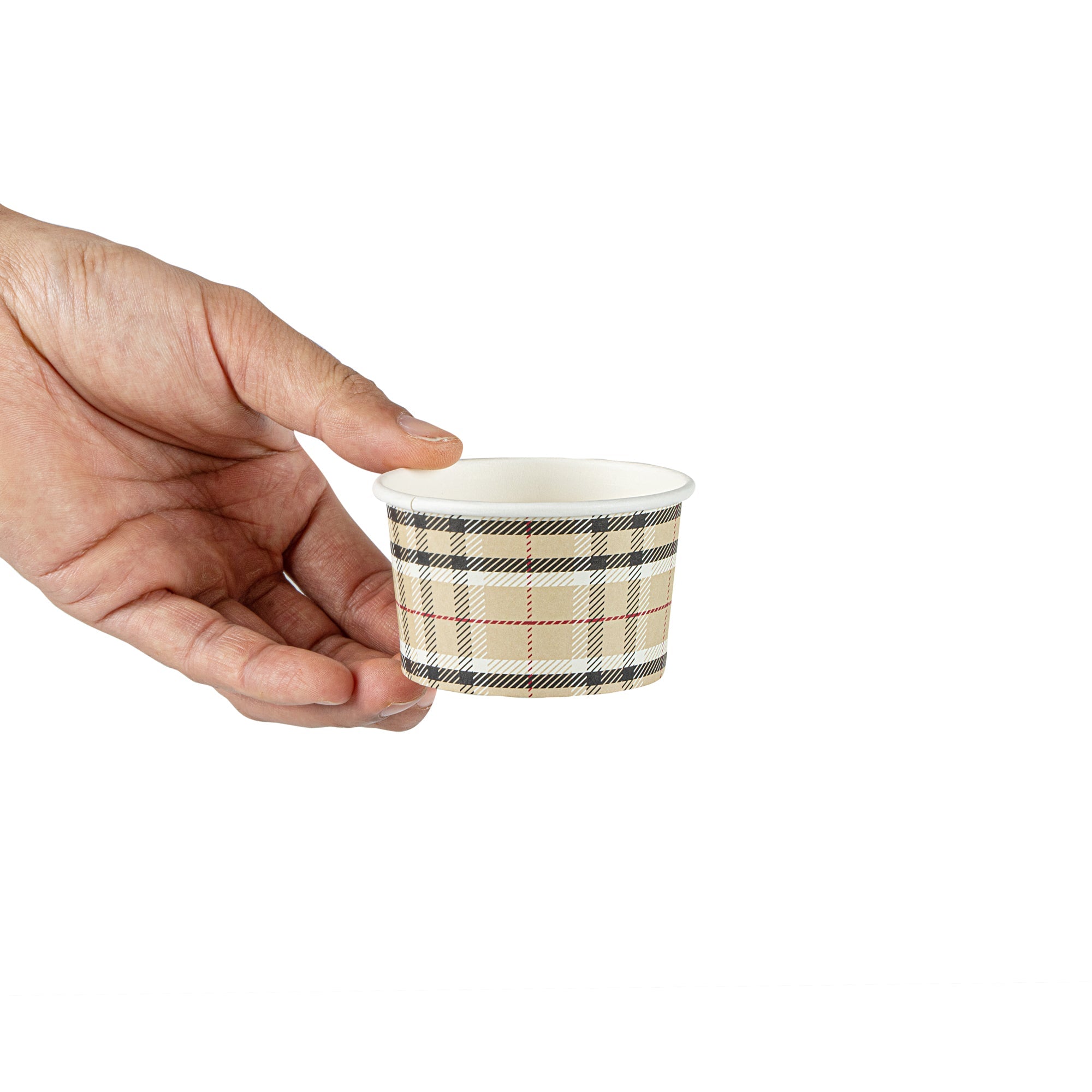 Coppetta 3 oz Round Plaid Paper To Go Cup - 3" x 3" x 1 3/4" - 200 count box