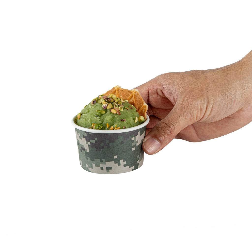 Coppetta 3 oz Round Camouflage Paper To Go Cup - 3" x 3" x 1 3/4" - 50 count box
