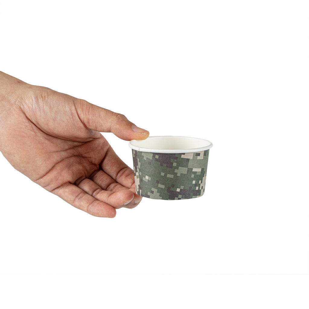 Coppetta 3 oz Round Camouflage Paper To Go Cup - 3" x 3" x 1 3/4" - 200 count box