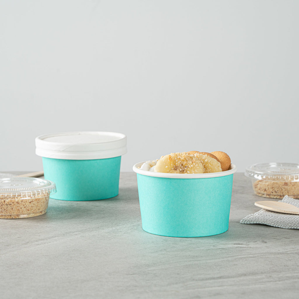 Coppetta 3 oz Round Turquoise Paper To Go Cup - 3" x 3" x 1 3/4" - 50 count box