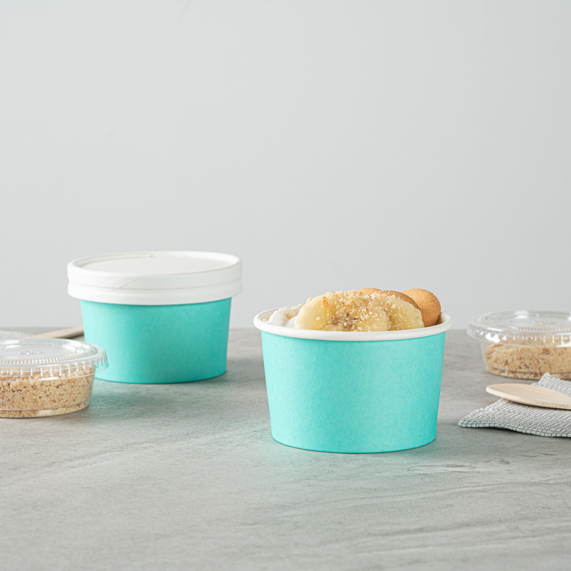 Coppetta 3 oz Round Turquoise Paper To Go Cup - 3" x 3" x 1 3/4" - 50 count box