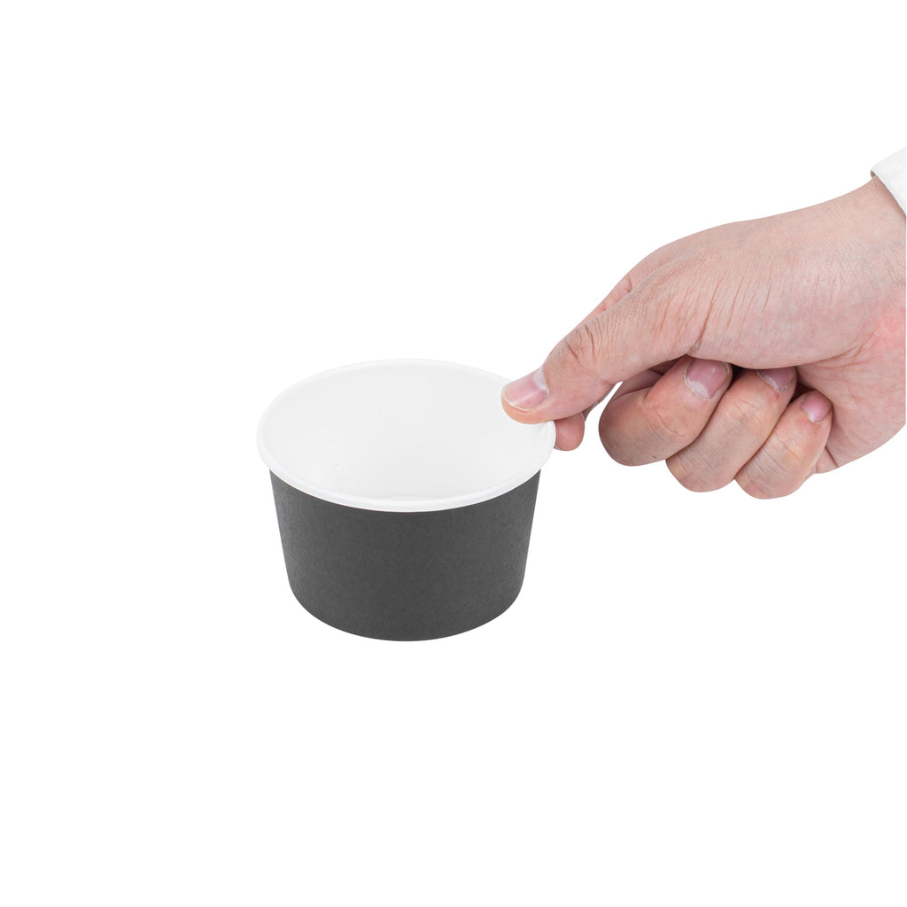 Coppetta 5 oz Round Black Paper To Go Cup - 3 1/4" x 3 1/4" x 2" - 50 count box