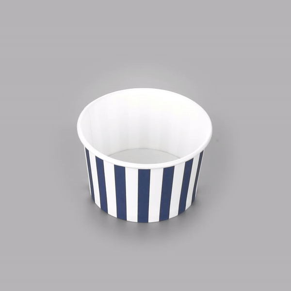 Coppetta 5 oz Round Blue and White Stripe Paper To Go Cup - 3 1/4" x 3 1/4" x 2" - 200 count box
