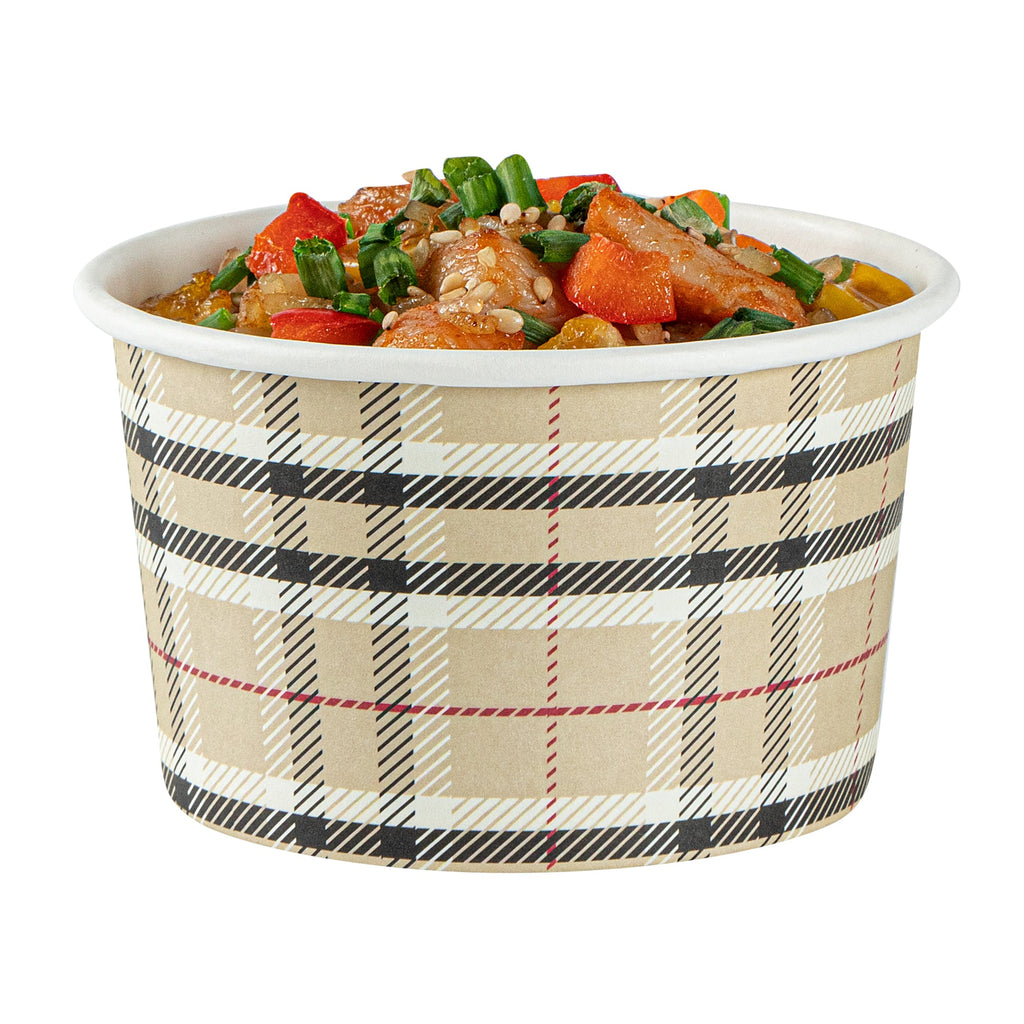 Coppetta 5 oz Round Plaid Paper To Go Cup - 3 1/4" x 3 1/4" x 2" - 50 count box