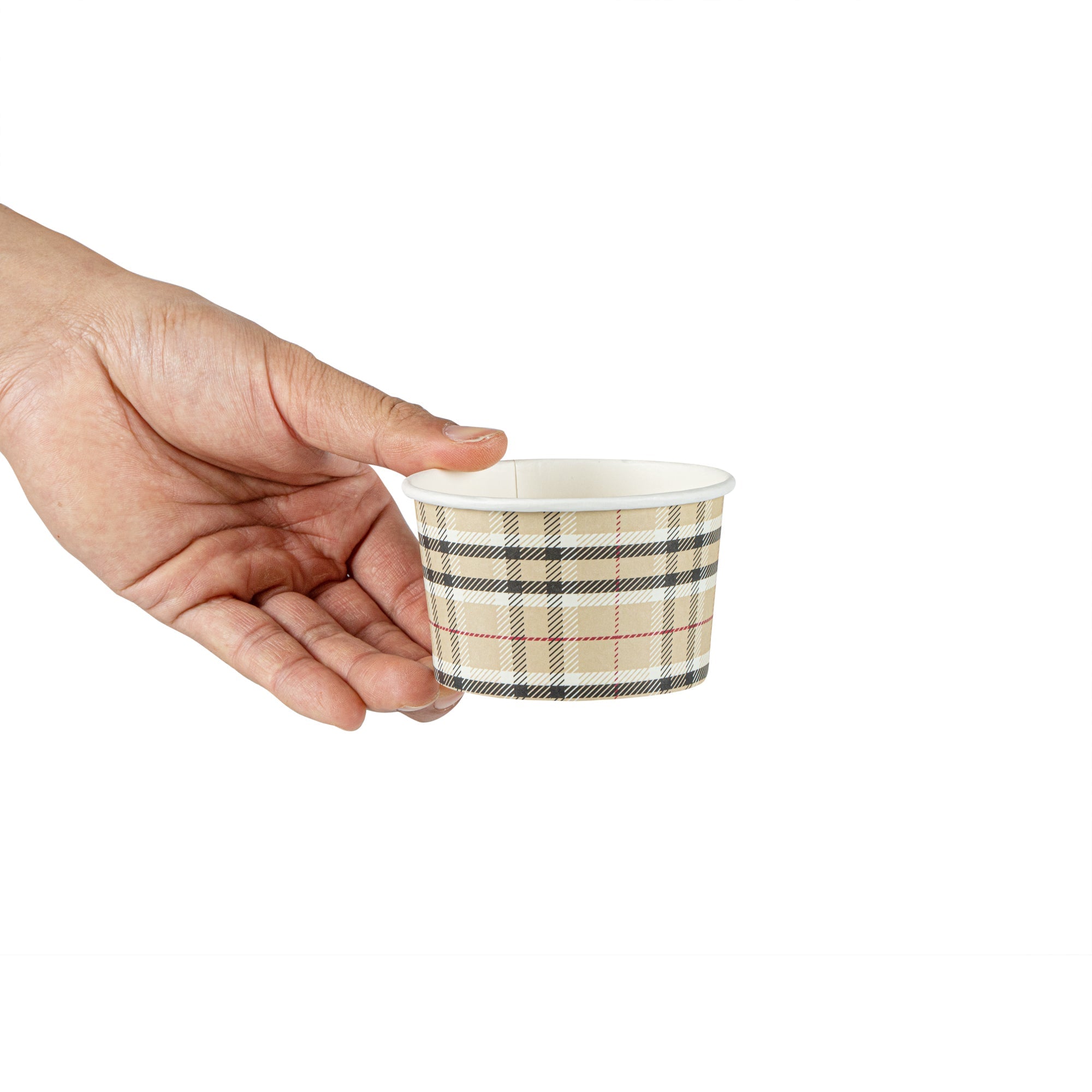 Coppetta 5 oz Round Plaid Paper To Go Cup - 3 1/4" x 3 1/4" x 2" - 50 count box