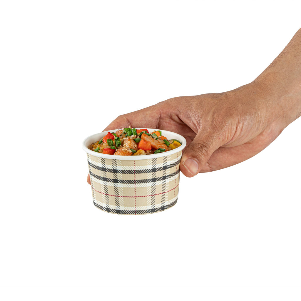 Coppetta 5 oz Round Plaid Paper To Go Cup - 3 1/4" x 3 1/4" x 2" - 50 count box
