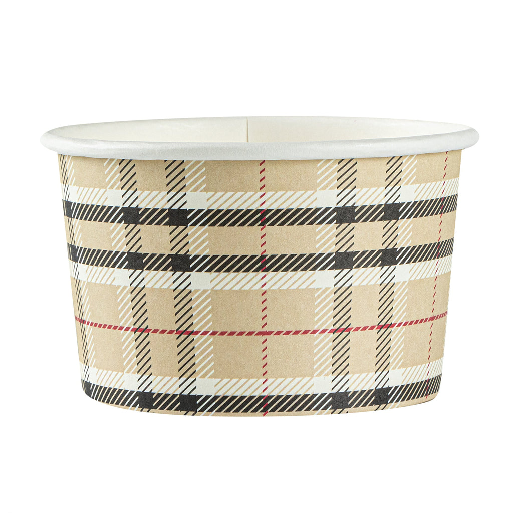 Coppetta 5 oz Round Plaid Paper To Go Cup - 3 1/4" x 3 1/4" x 2" - 50 count box