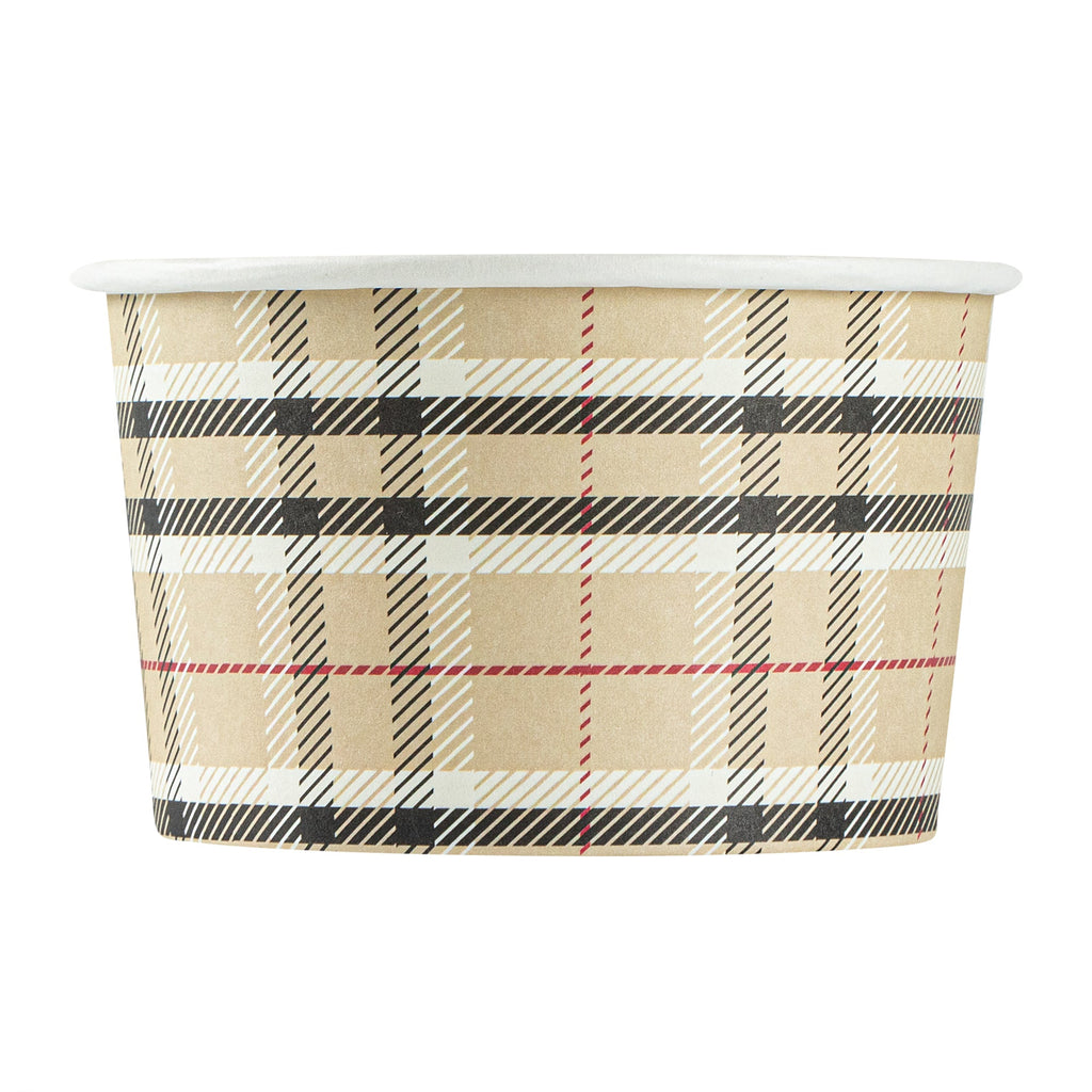 Coppetta 5 oz Round Plaid Paper To Go Cup - 3 1/4" x 3 1/4" x 2" - 200 count box