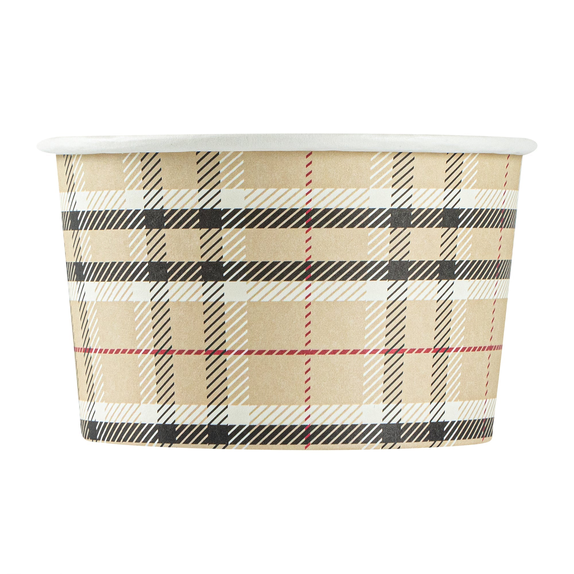 Coppetta 5 oz Round Plaid Paper To Go Cup - 3 1/4" x 3 1/4" x 2" - 200 count box