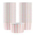 Coppetta 5 oz Round Pink and White Stripe Paper To Go Cup - 3 1/4" x 3 1/4" x 2" - 200 count box