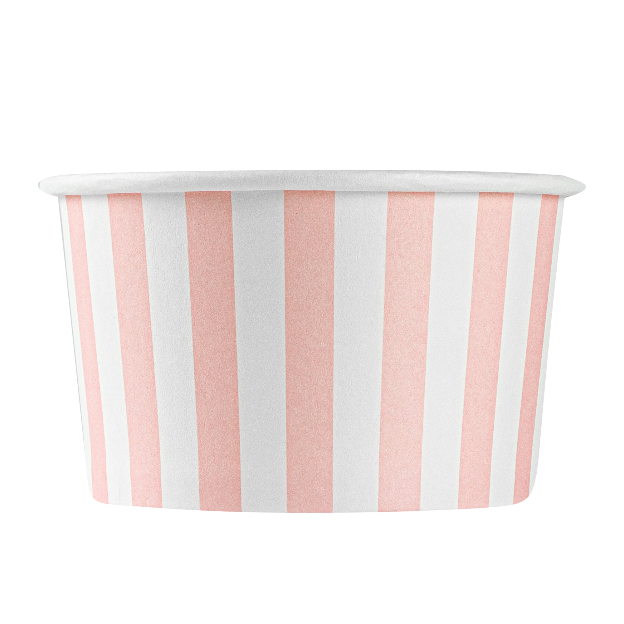 Coppetta 5 oz Round Pink and White Stripe Paper To Go Cup - 3 1/4" x 3 1/4" x 2" - 200 count box