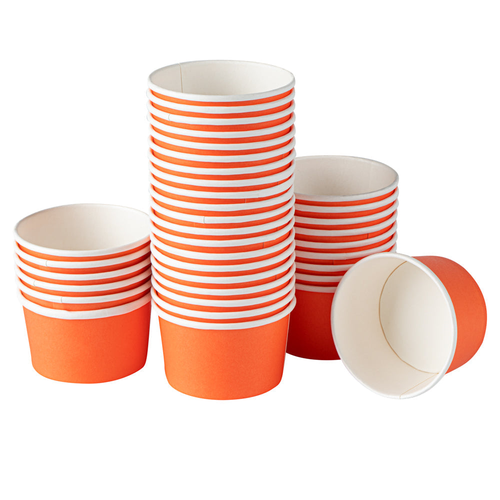 Coppetta 5 oz Round Tangerine Orange Paper To Go Cup - 3 1/4" x 3 1/4" x 2" - 50 count box