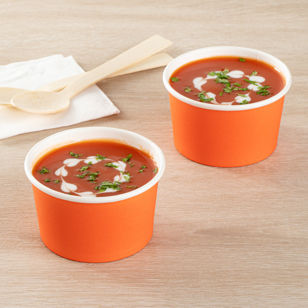 Coppetta 5 oz Round Tangerine Orange Paper To Go Cup - 3 1/4" x 3 1/4" x 2" - 50 count box