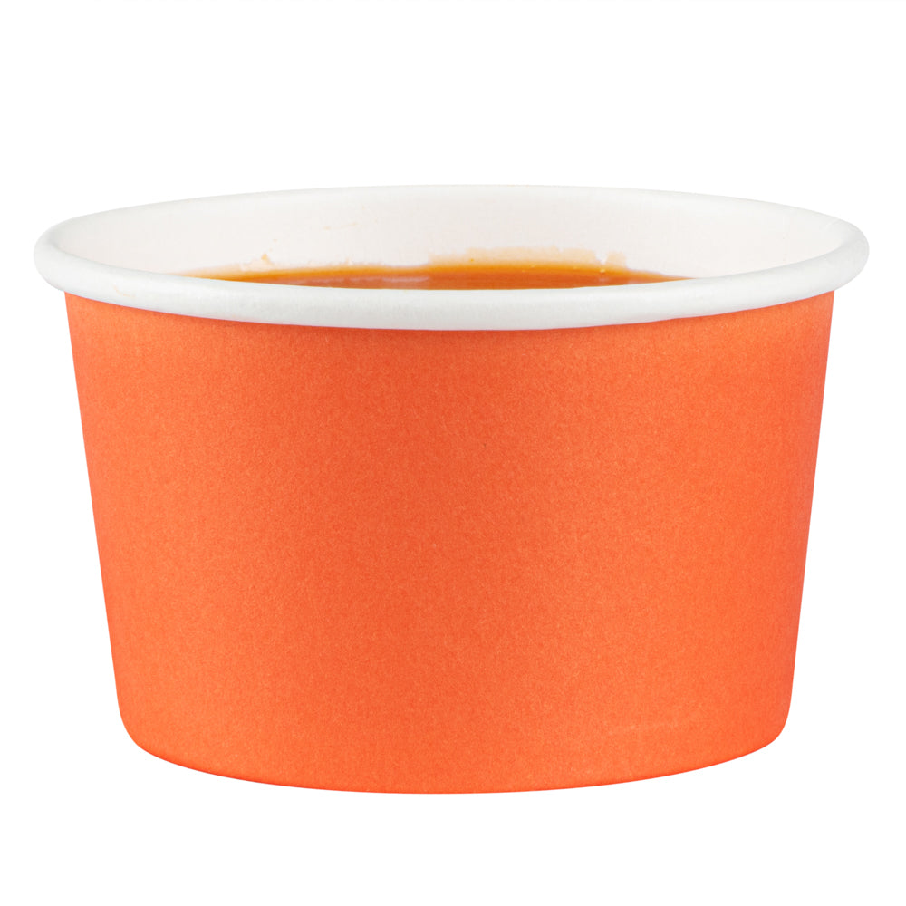 Coppetta 5 oz Round Tangerine Orange Paper To Go Cup - 3 1/4" x 3 1/4" x 2" - 50 count box