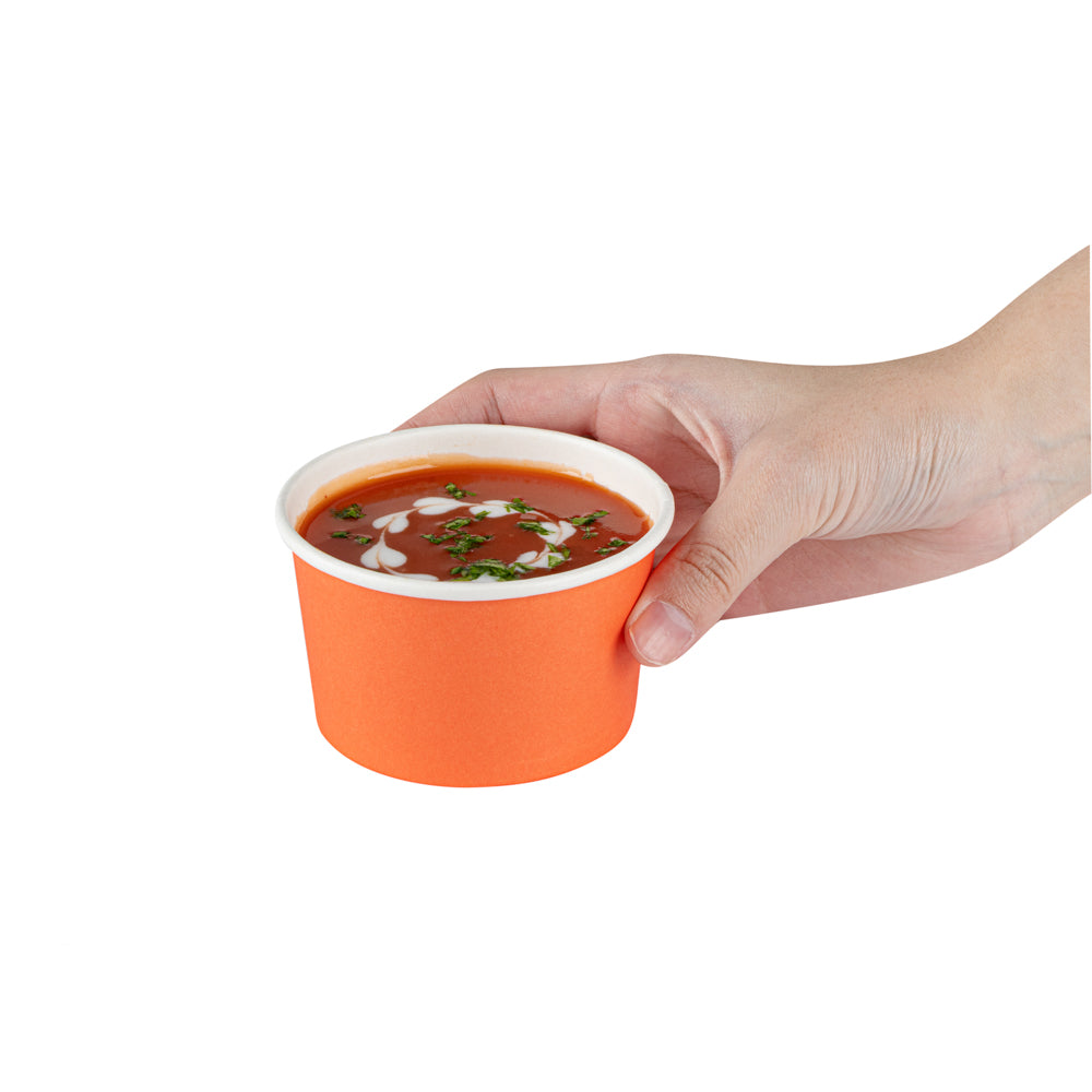 Coppetta 5 oz Round Tangerine Orange Paper To Go Cup - 3 1/4" x 3 1/4" x 2" - 50 count box