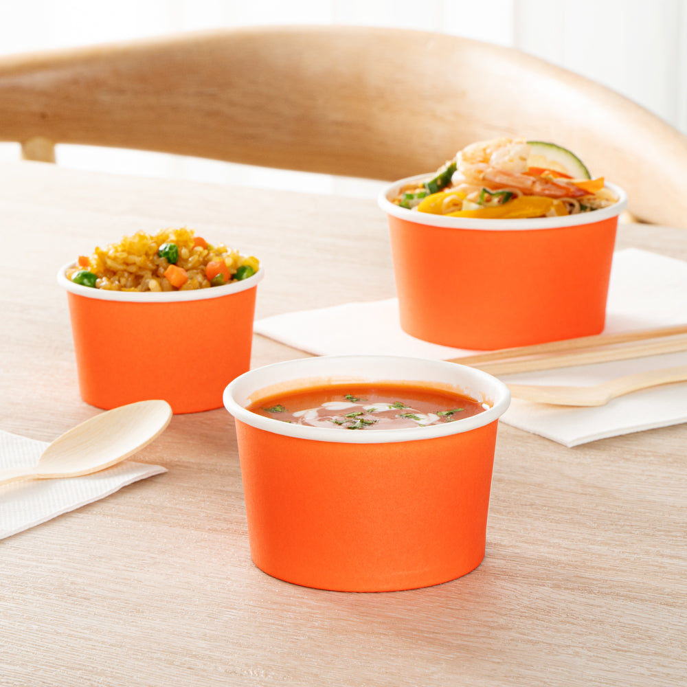 Coppetta 5 oz Round Tangerine Orange Paper To Go Cup - 3 1/4" x 3 1/4" x 2" - 50 count box