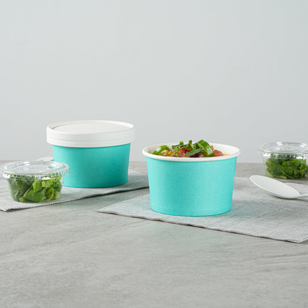 Coppetta 5 oz Round Turquoise Paper To Go Cup - 3 1/4" x 3 1/4" x 2" - 50 count box
