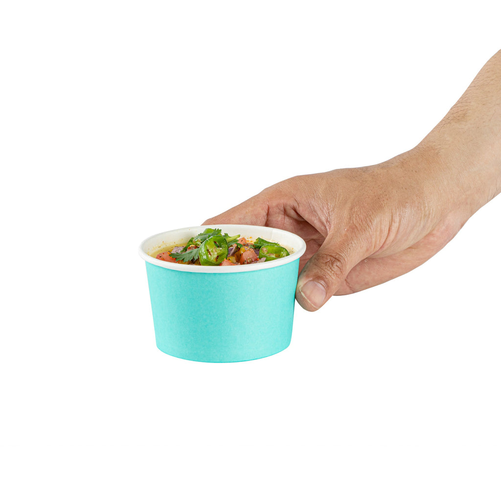 Coppetta 5 oz Round Turquoise Paper To Go Cup - 3 1/4" x 3 1/4" x 2" - 200 count box