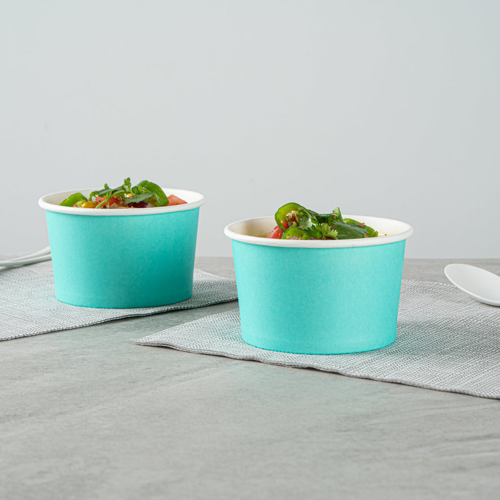 Coppetta 5 oz Round Turquoise Paper To Go Cup - 3 1/4" x 3 1/4" x 2" - 200 count box