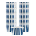 Coppetta 8 oz Round Blue and White Stripe Paper To Go Cup - 3 3/4" x 3 3/4" x 2 1/4" - 50 count box