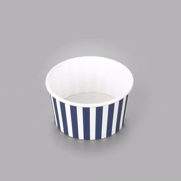 Coppetta 8 oz Round Blue and White Stripe Paper To Go Cup - 3 3/4" x 3 3/4" x 2 1/4" - 200 count box