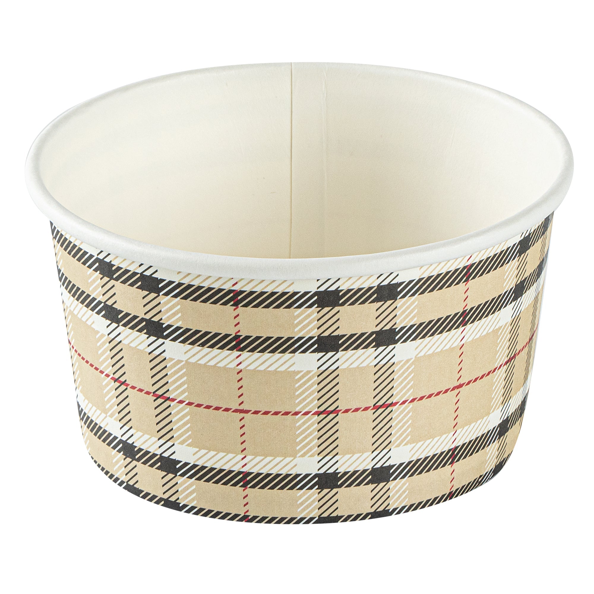 Coppetta 8 oz Round Plaid Paper To Go Cup - 3 3/4" x 3 3/4" x 2 1/4" - 50 count box