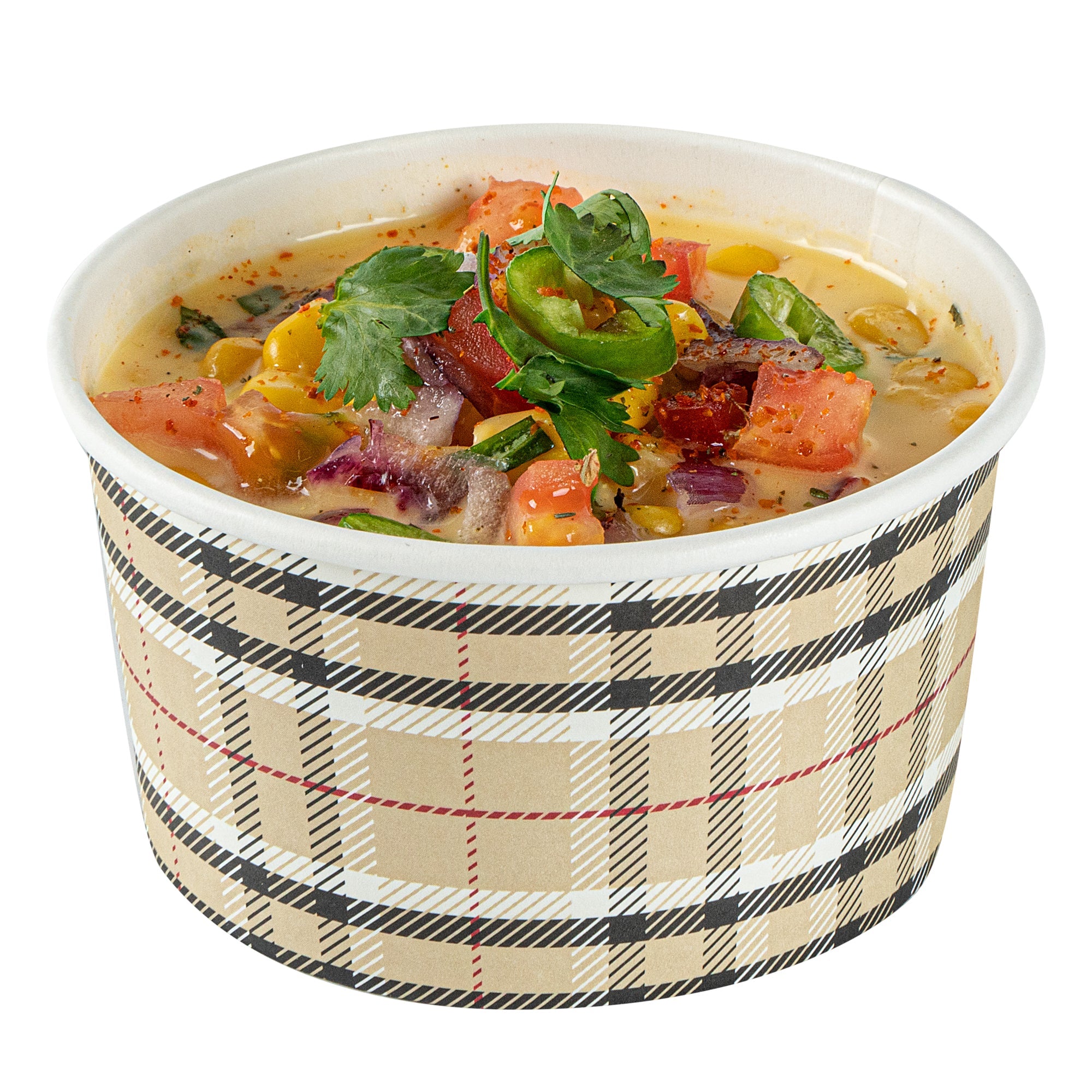 Coppetta 8 oz Round Plaid Paper To Go Cup - 3 3/4" x 3 3/4" x 2 1/4" - 200 count box