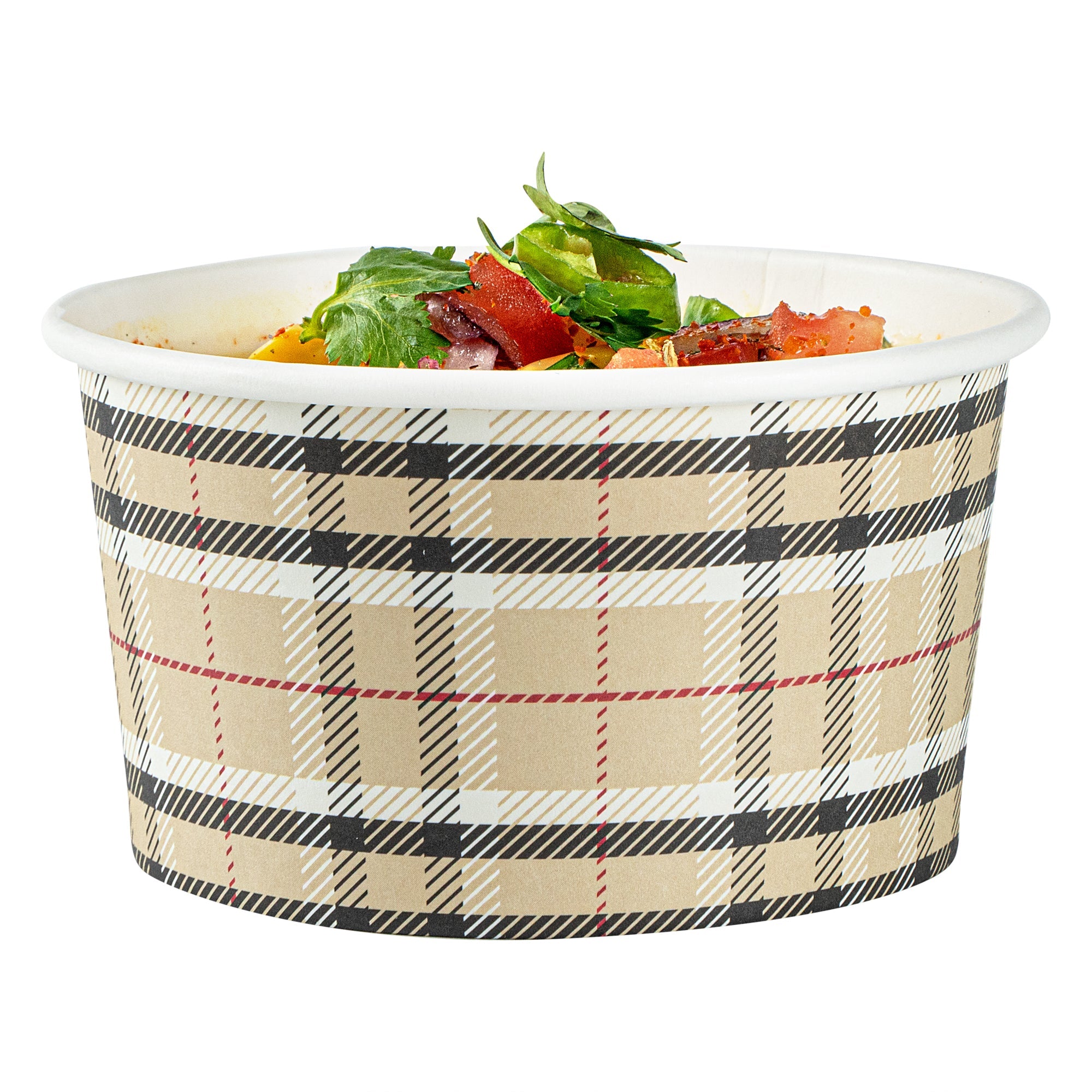 Coppetta 8 oz Round Plaid Paper To Go Cup - 3 3/4" x 3 3/4" x 2 1/4" - 200 count box