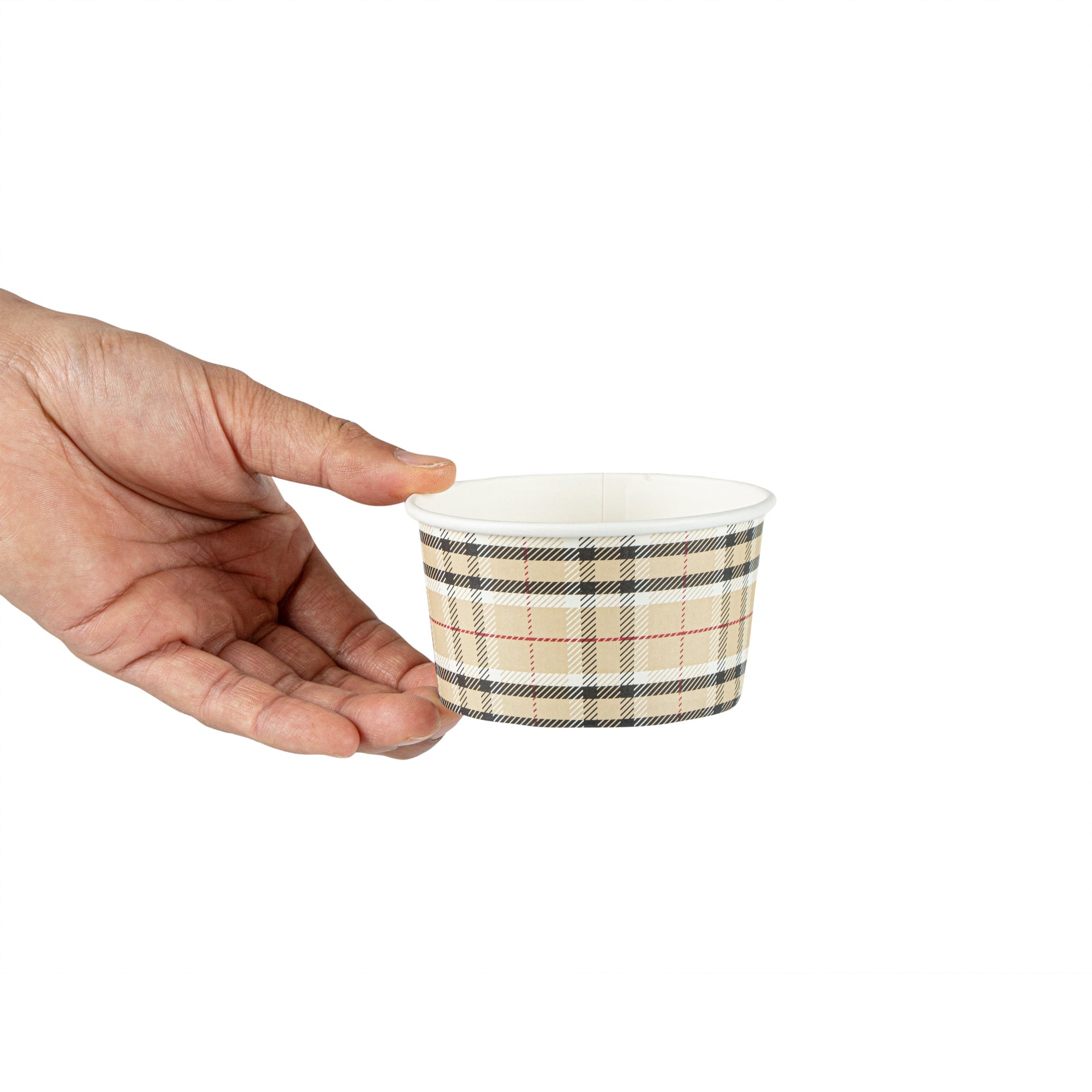 Coppetta 8 oz Round Plaid Paper To Go Cup - 3 3/4" x 3 3/4" x 2 1/4" - 200 count box