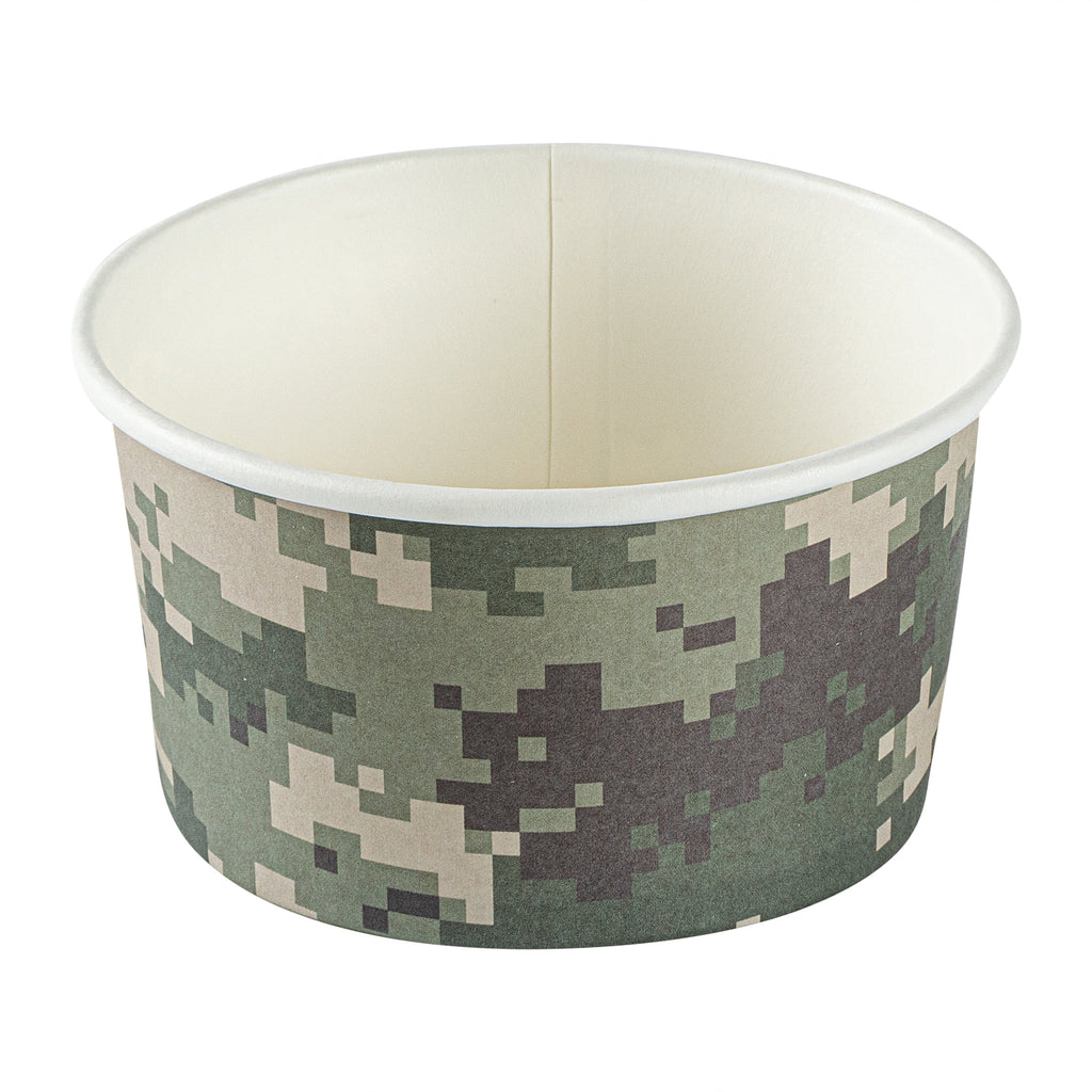 Coppetta 8 oz Round Camouflage Paper To Go Cup - 3 3/4" x 3 3/4" x 2 1/4" - 50 count box