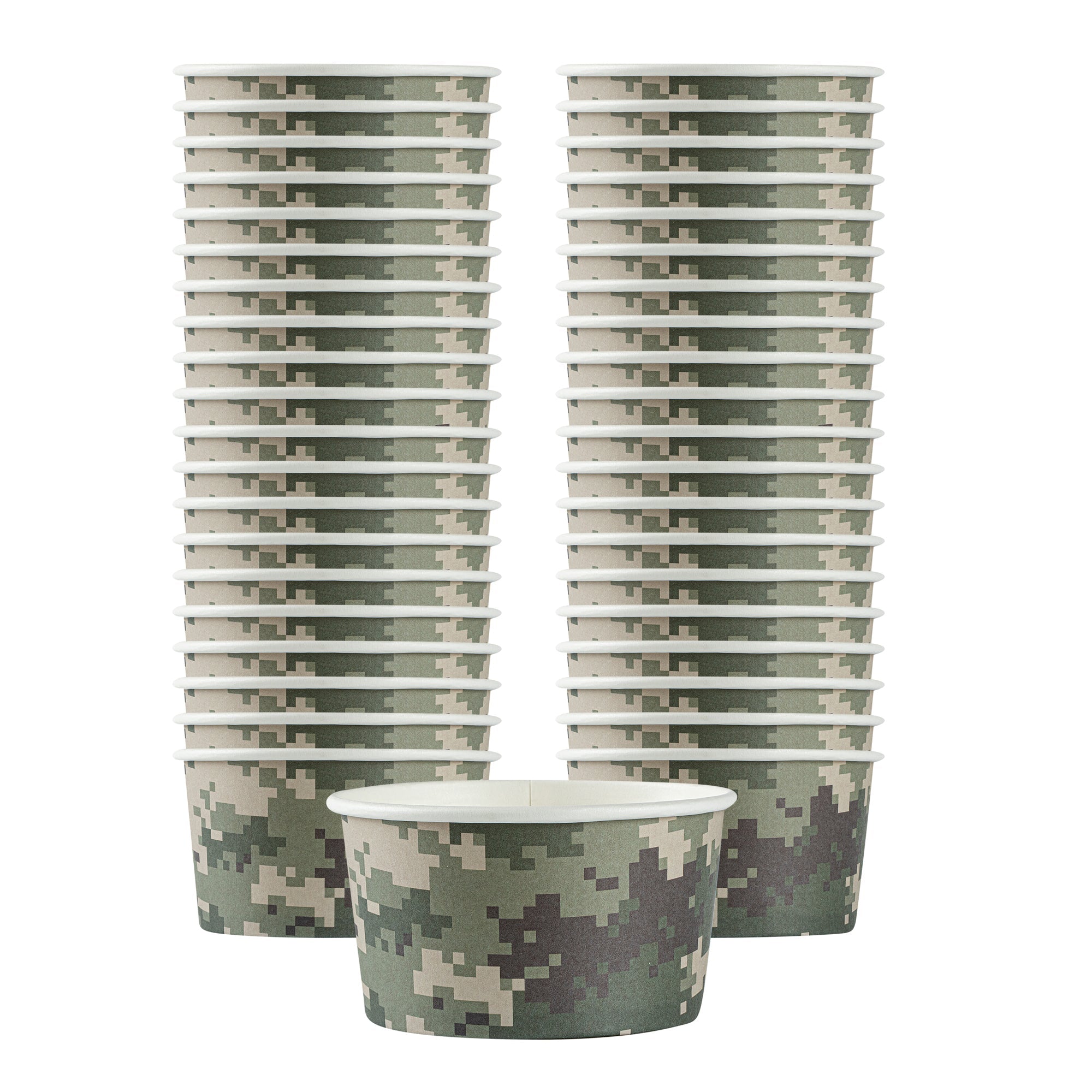 Coppetta 8 oz Round Camouflage Paper To Go Cup - 3 3/4" x 3 3/4" x 2 1/4" - 50 count box