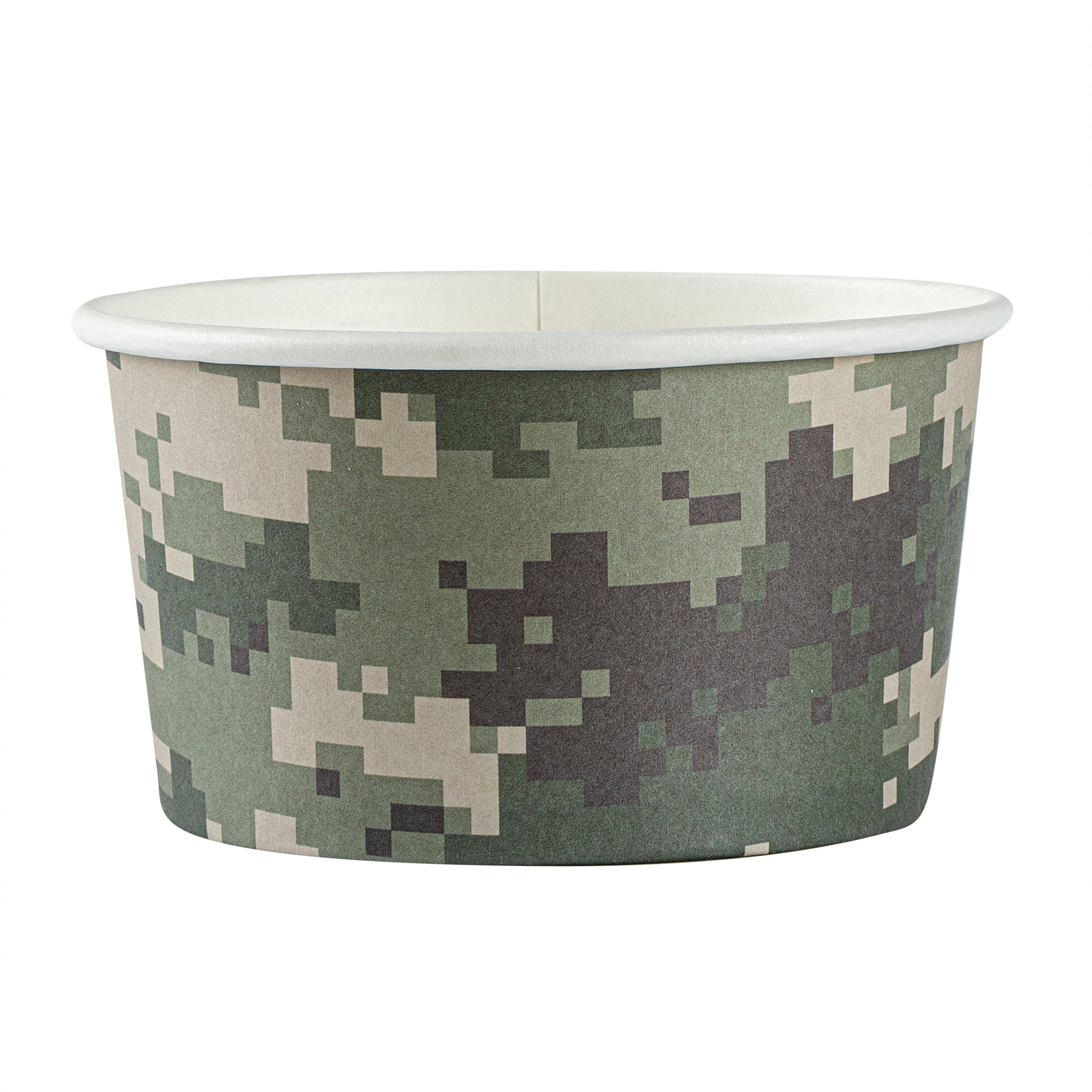 Coppetta 8 oz Round Camouflage Paper To Go Cup - 3 3/4" x 3 3/4" x 2 1/4" - 50 count box