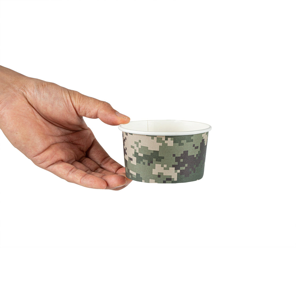Coppetta 8 oz Round Camouflage Paper To Go Cup - 3 3/4" x 3 3/4" x 2 1/4" - 200 count box