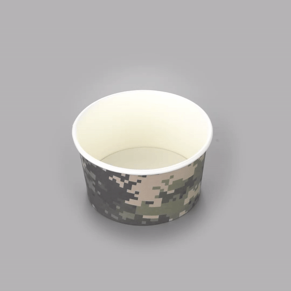 Coppetta 8 oz Round Camouflage Paper To Go Cup - 3 3/4" x 3 3/4" x 2 1/4" - 200 count box