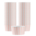 Coppetta 8 oz Round Pink and White Stripe Paper To Go Cup - 3 3/4" x 3 3/4" x 2 1/4" - 50 count box