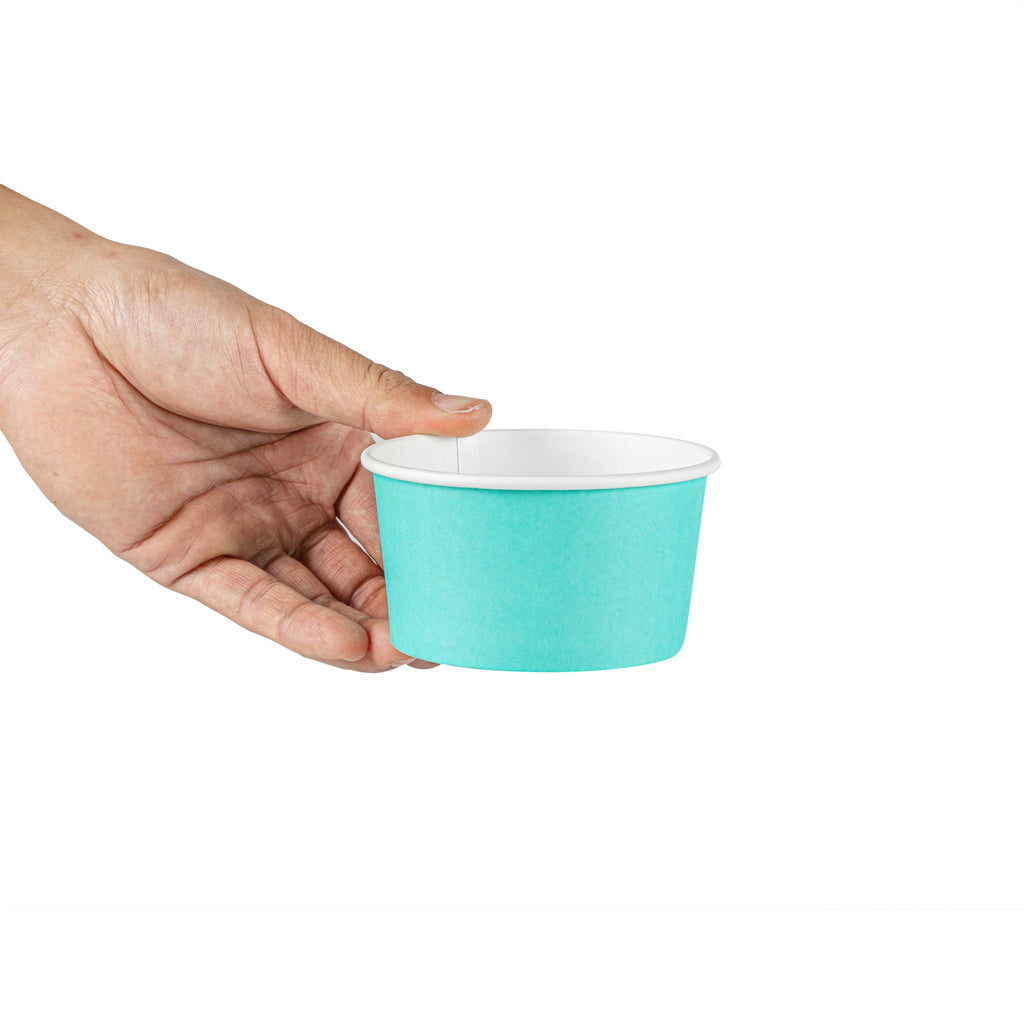 Coppetta 8 oz Round Turquoise Paper To Go Cup - 3 3/4" x 3 3/4" x 2 1/4" - 50 count box
