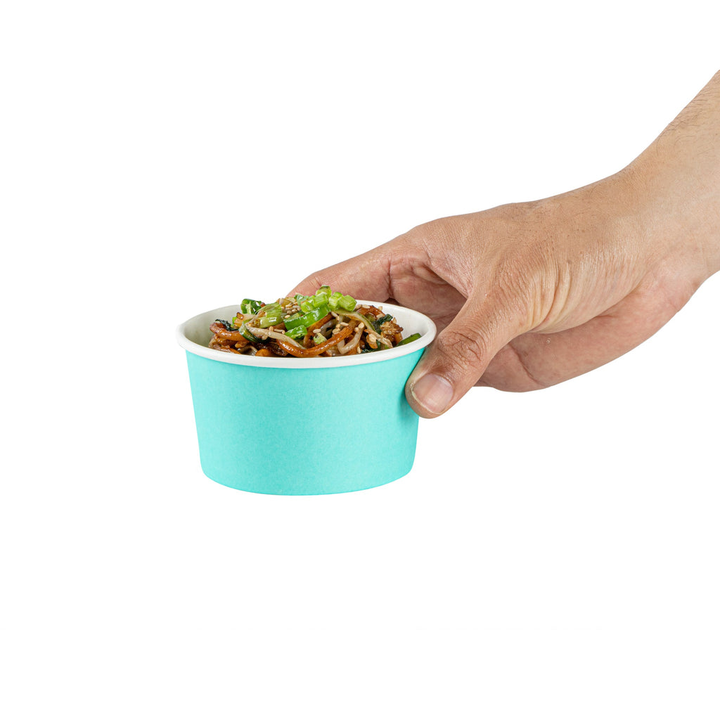 Coppetta 8 oz Round Turquoise Paper To Go Cup - 3 3/4" x 3 3/4" x 2 1/4" - 50 count box