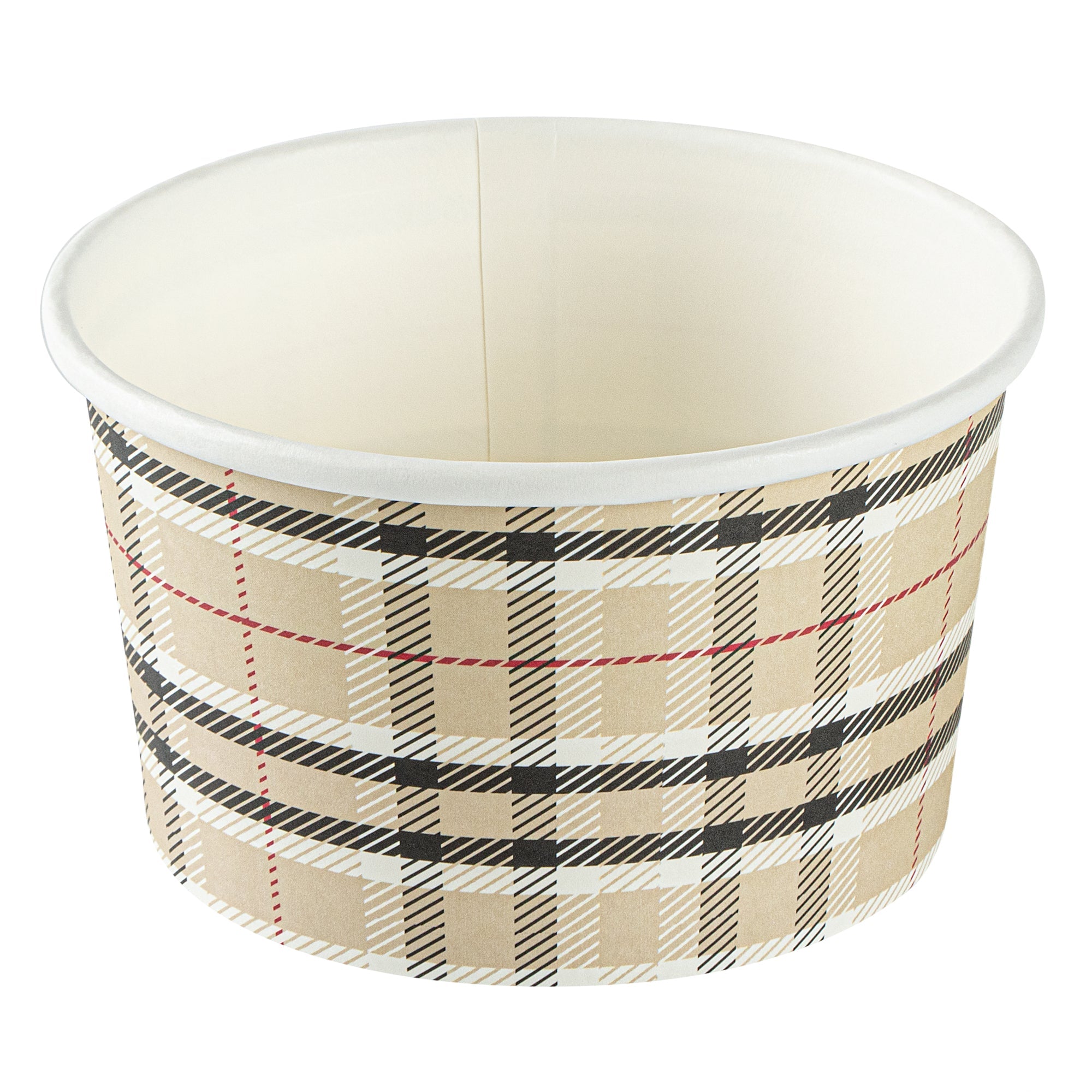 Coppetta 12 oz Round Plaid Paper To Go Cup - 4" x 4" x 2 1/4" - 50 count box