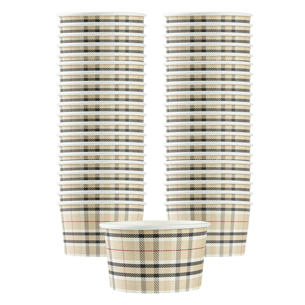 Coppetta 12 oz Round Plaid Paper To Go Cup - 4" x 4" x 2 1/4" - 50 count box