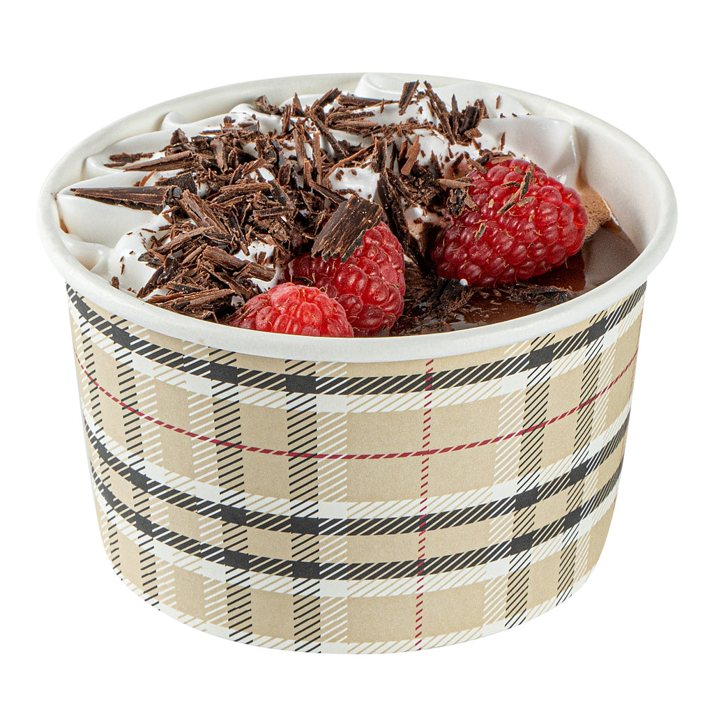 Coppetta 12 oz Round Plaid Paper To Go Cup - 4" x 4" x 2 1/4" - 50 count box
