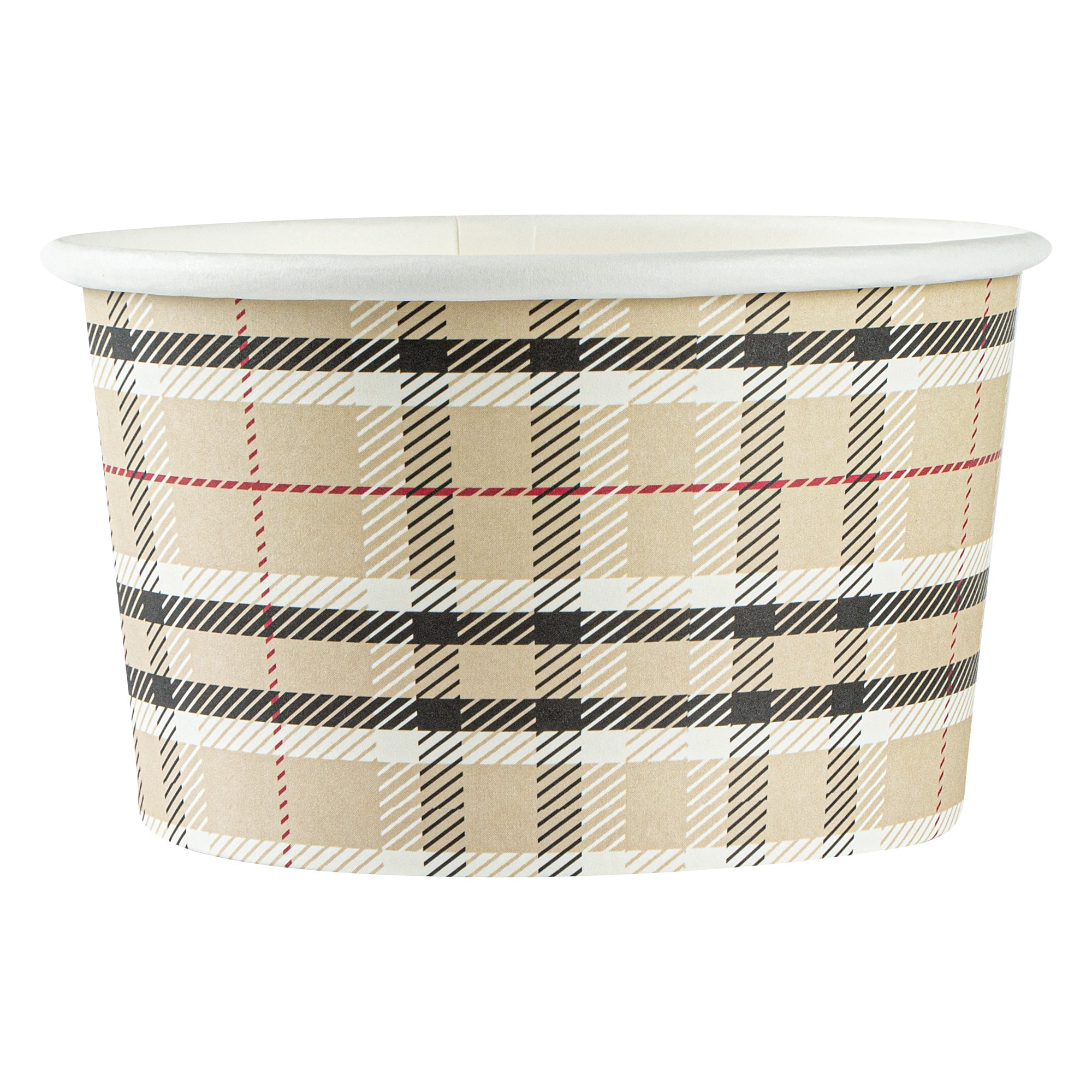 Coppetta 12 oz Round Plaid Paper To Go Cup - 4" x 4" x 2 1/4" - 50 count box