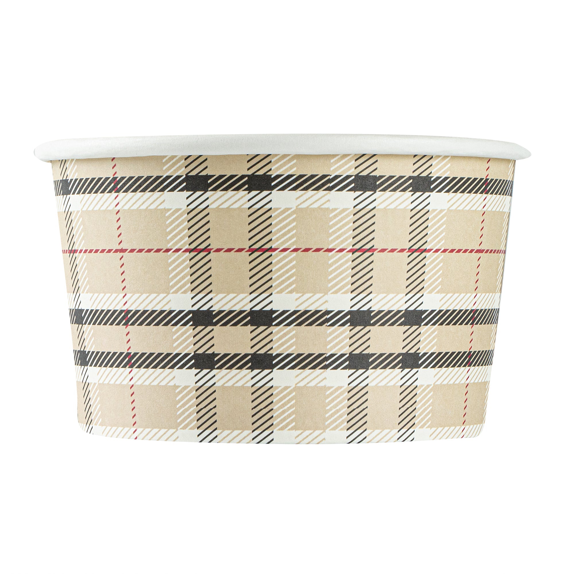 Coppetta 12 oz Round Plaid Paper To Go Cup - 4" x 4" x 2 1/4" - 50 count box