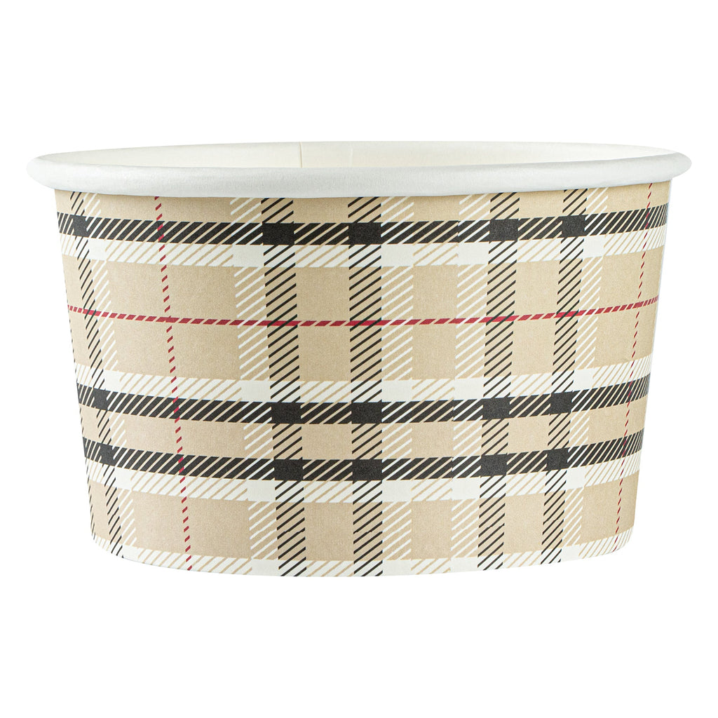 Coppetta 12 oz Round Plaid Paper To Go Cup - 4" x 4" x 2 1/4" - 200 count box