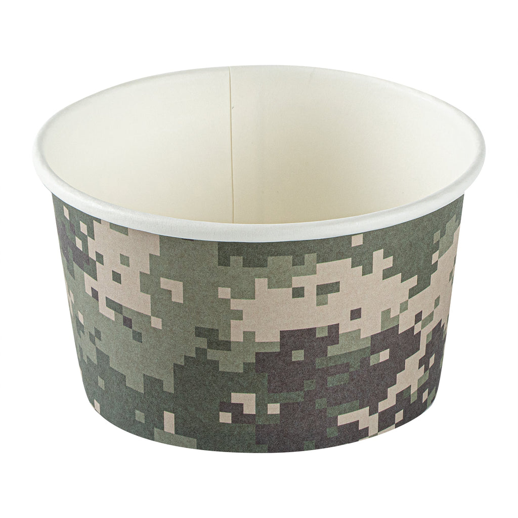Coppetta 12 oz Round Camouflage Paper To Go Cup - 4" x 4" x 2 1/4" - 50 count box