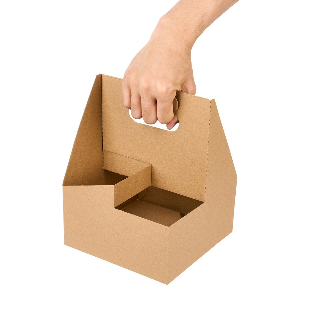 Restpresso Kraft Paper Altalena Drink Carrier - Fits 4 Cups - 7 1/4" x 7 1/4" x 9 1/4" - 100 count box